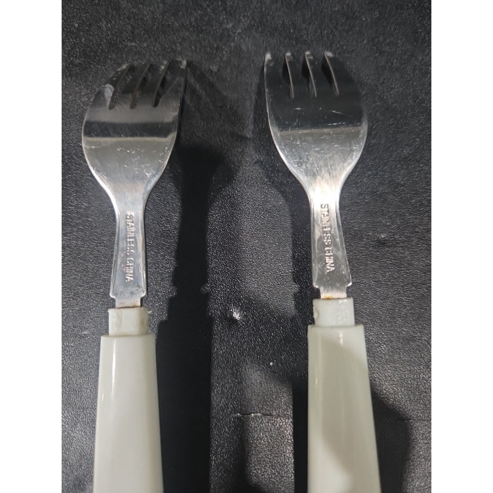 Corelle Plain White Salad Forks, Set Of 2, Vtg Dinner Forks, Collectible Corelle - Picture 3 of 6
